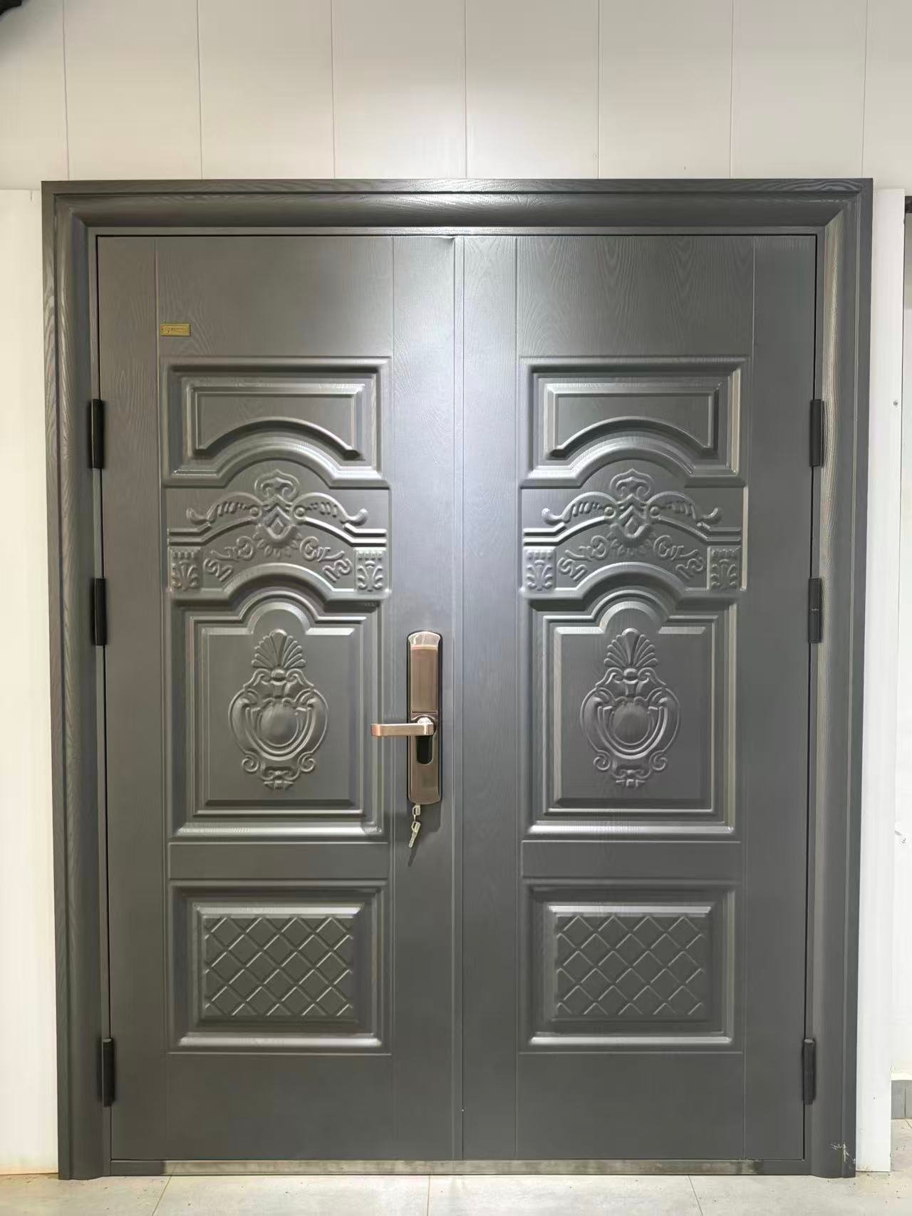 Modern steel security door with panel design and multi-layer protection for Kampala homes