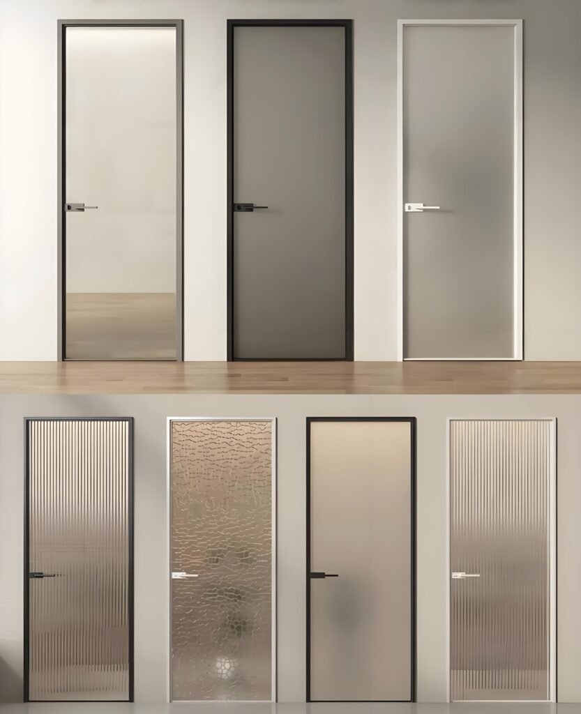 Aluminium-framed glass wardrobe with mirror doors for modern bedrooms in Uganda