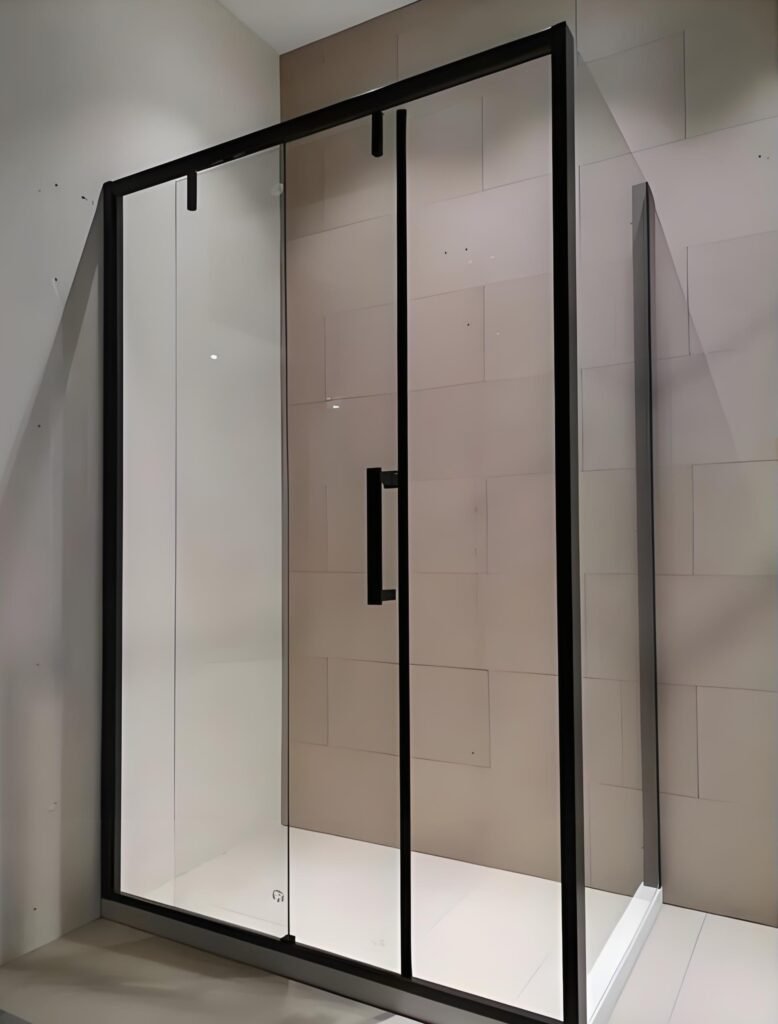 White aluminium-framed glass door partition for Uganda homes and offices