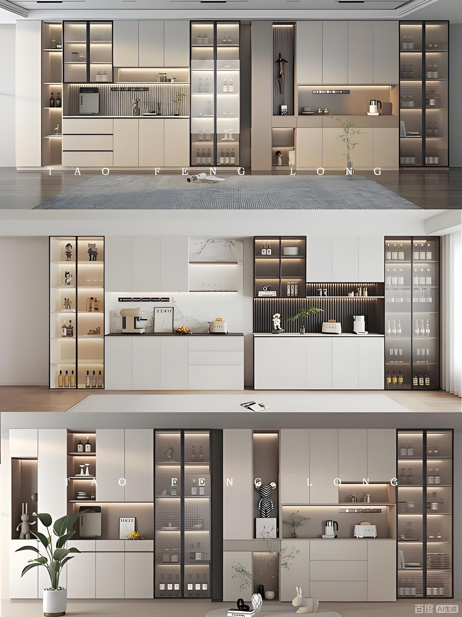 Custom wine cabinet with glass doors and organized bottle storage in Kampala home